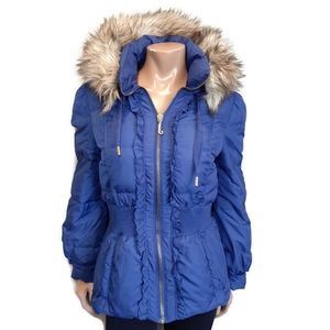 Sold JUICY COUTURE DOWN FILLED Hooded Faux Fur Puffer Coat Jacket Parka Winter